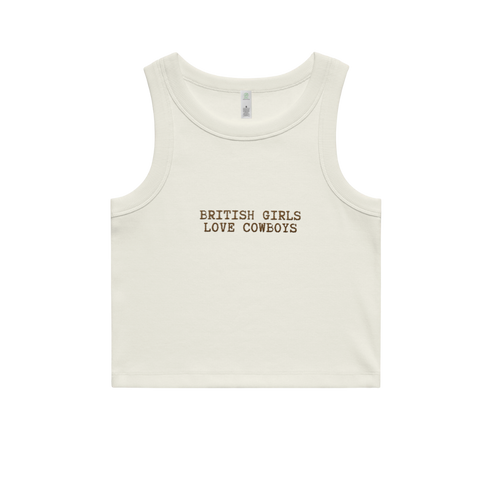 'British Girls Love Cowboys' `Embroidered  Organic Cotton Vest Top