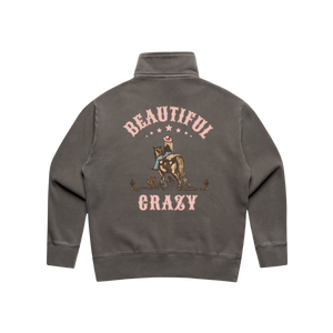 Beautiful Crazy Ladies Quarter Zip Sweater - Premium Cotton
