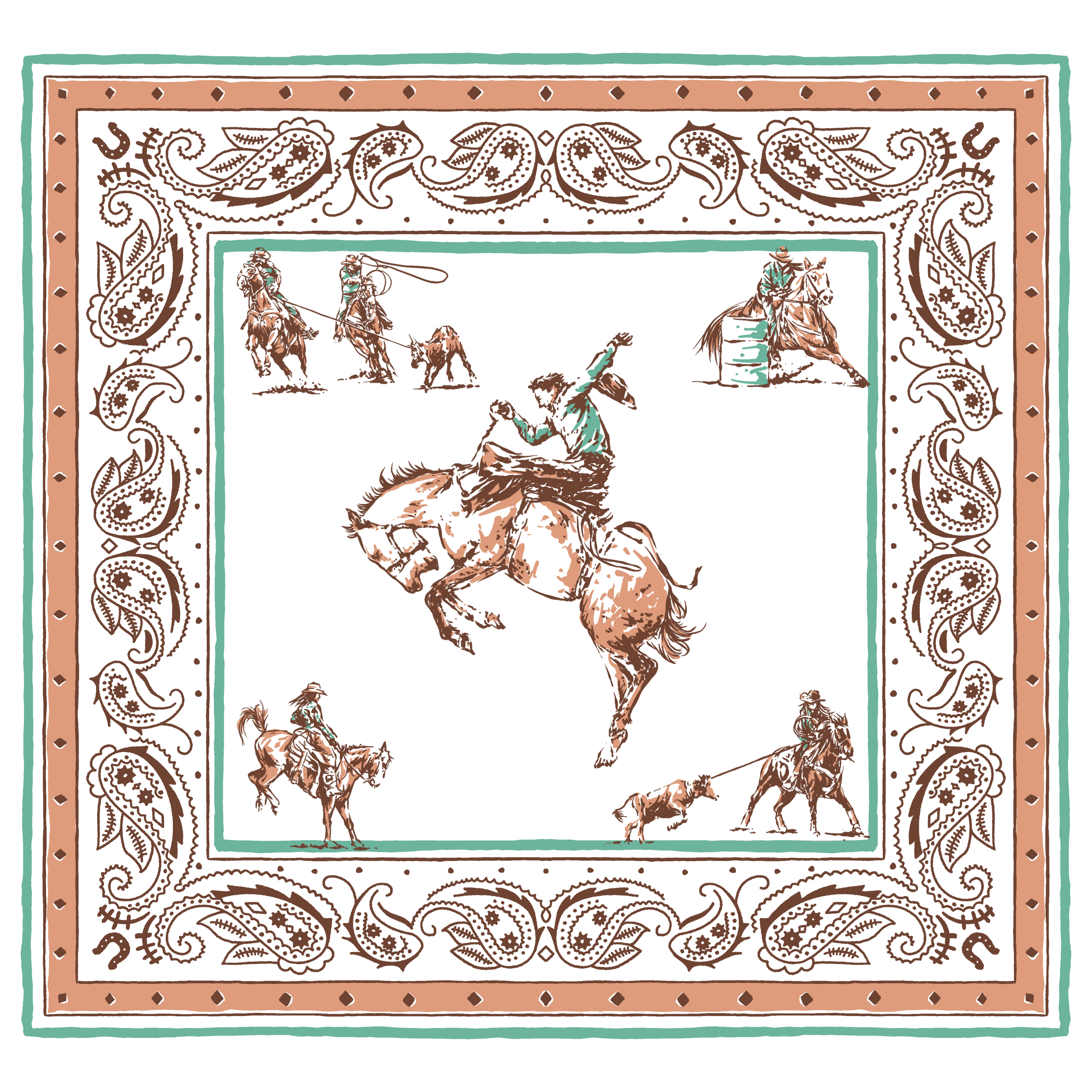 'The Rodeo Stampede' Silk Bandana