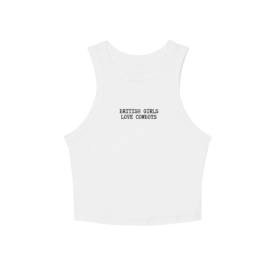 'British Girls Love Cowboys' `Embroidered Vest Top