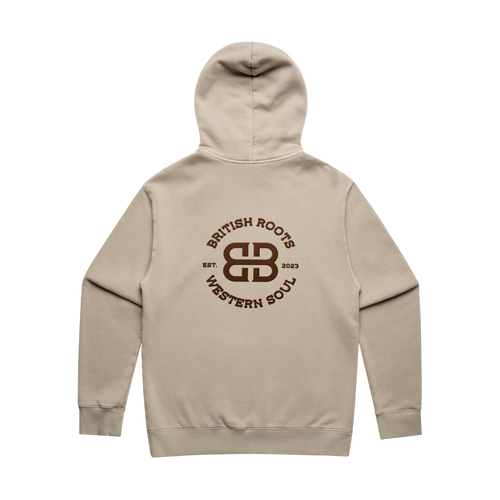 'British Roots, Western Soul' Embroidered Mens Hoodie