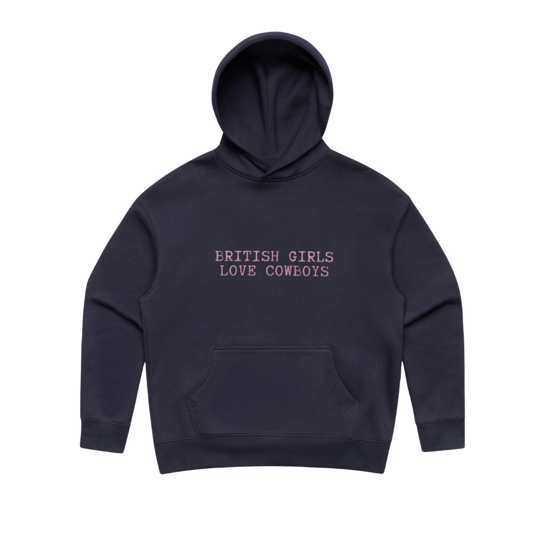 'British Girls Love Cowboys' `Embroidered  Cotton Hoodie