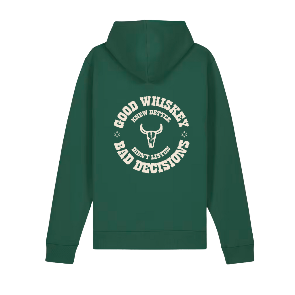 'Good Whiskey Bad Decisions' Organic Cotton Hoodie